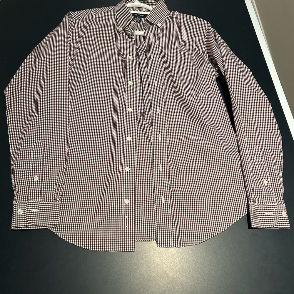 Brooks Brothers Burgundy Checkered Button Down Shirt